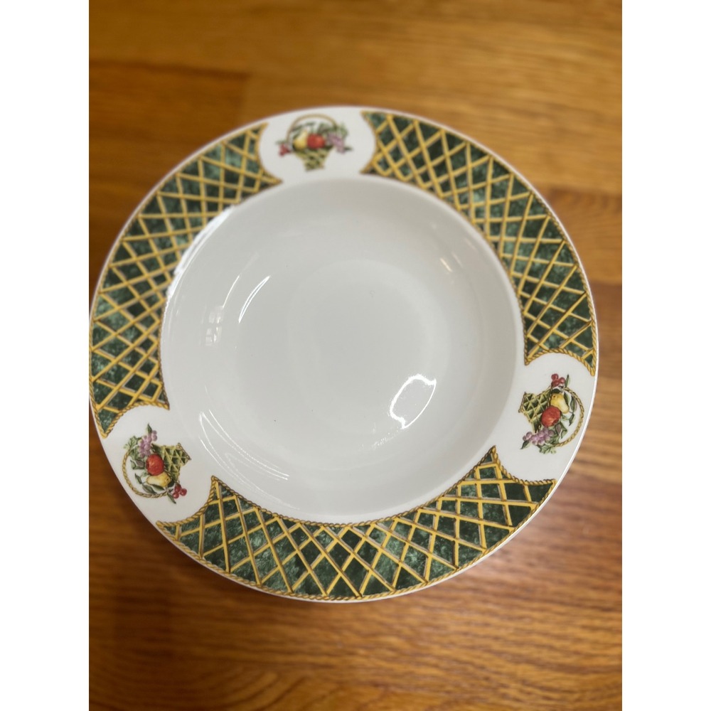 2000-2008 American Atelier Lattice Fruit Rim Soup Bowls Set of 4 Porcelain